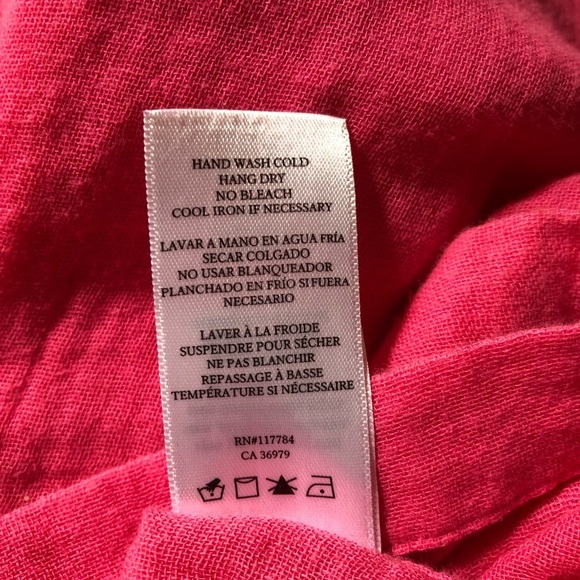 Rails Ellis Shirt XS Hibiscus Pink Button Down Top Gauze Cotton - Picture 5 of 15